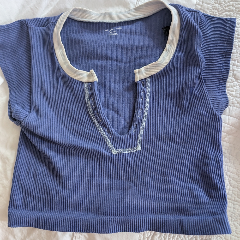 Kids Blue Ribbed Top